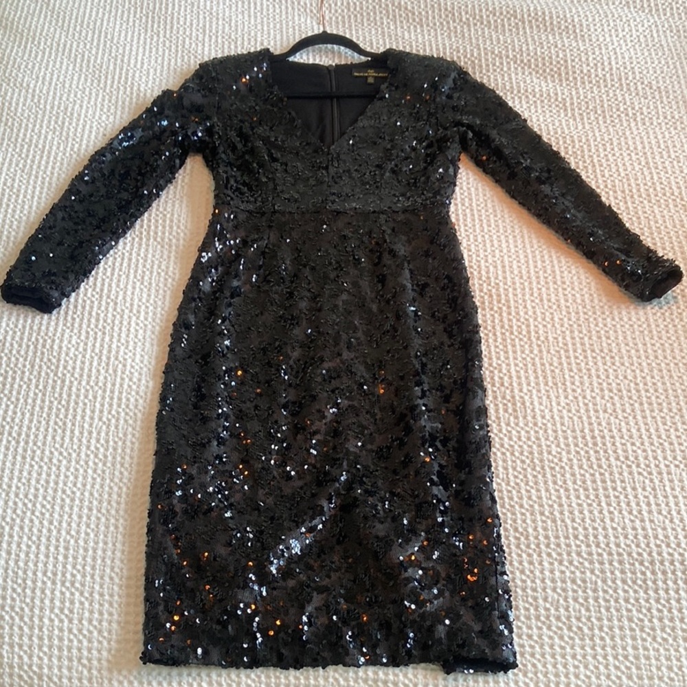 The Population Black Sequin Long Sleeve Dress